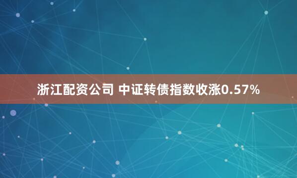 浙江配资公司 中证转债指数收涨0.57%